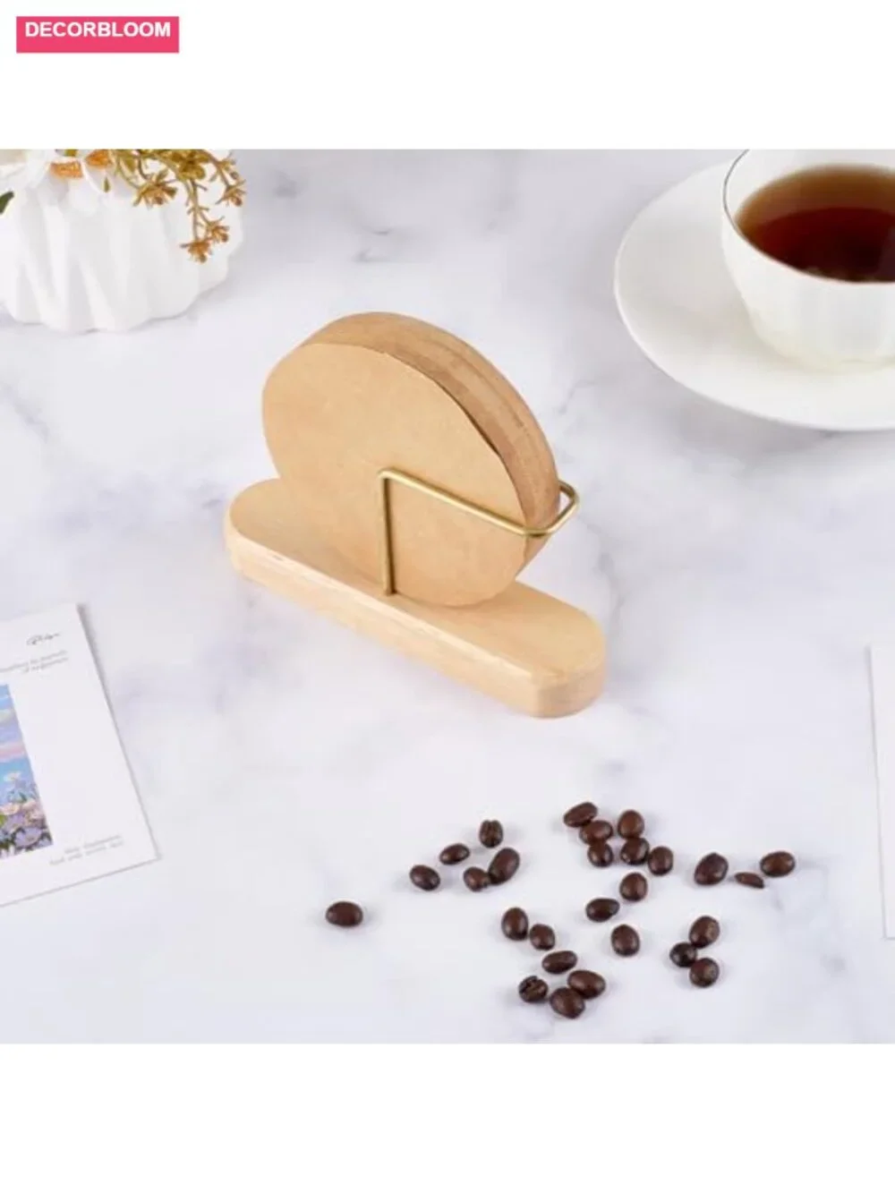 Wooden Coffee Filter Holder for V60 Cone Filters, Counter Storage Organizer for